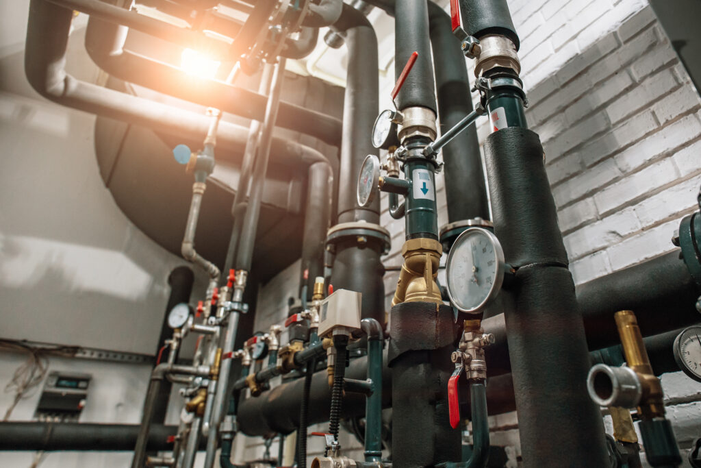 pipes and valves inside of a building