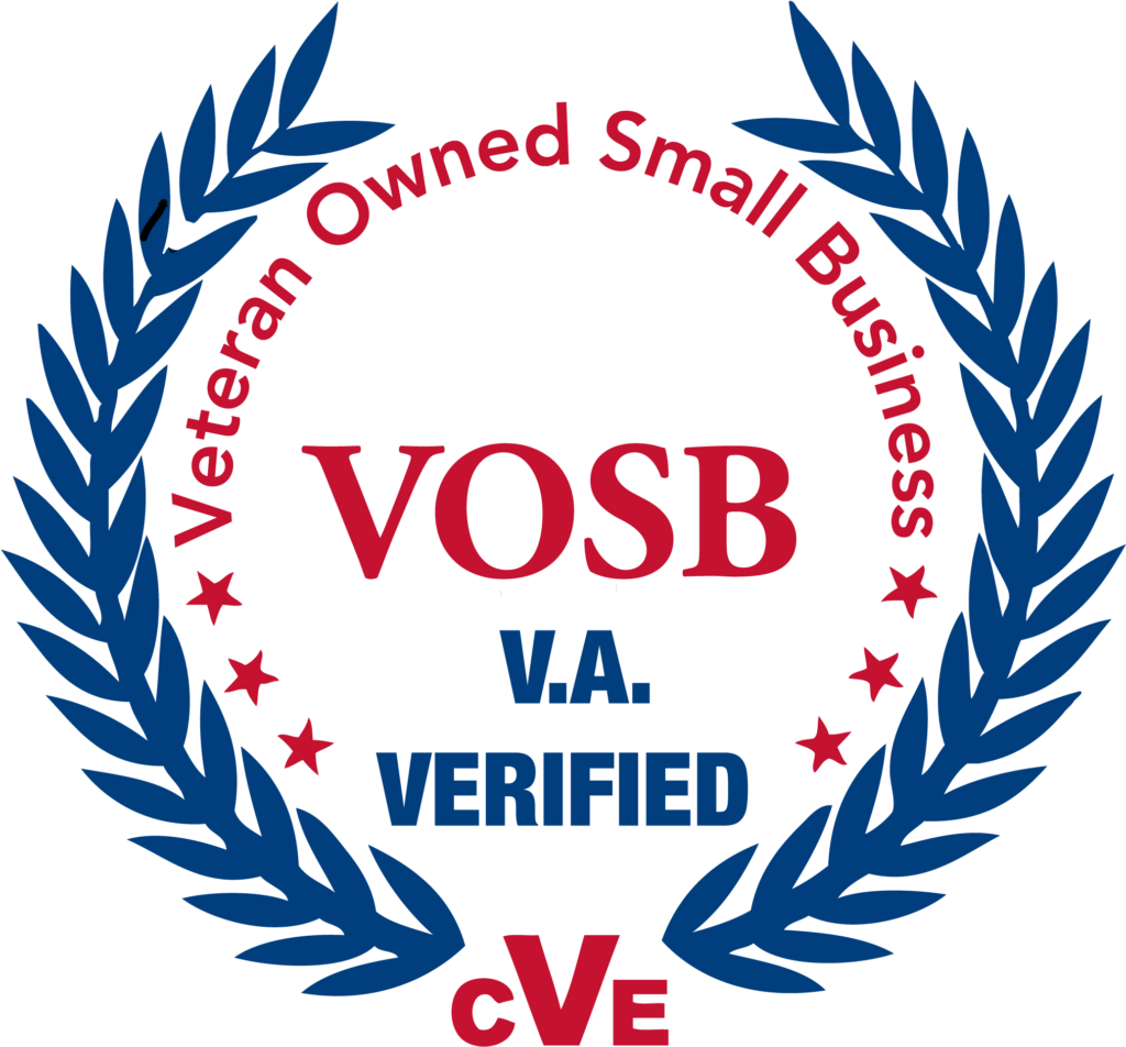 a blue and red seal with the words vosb in it